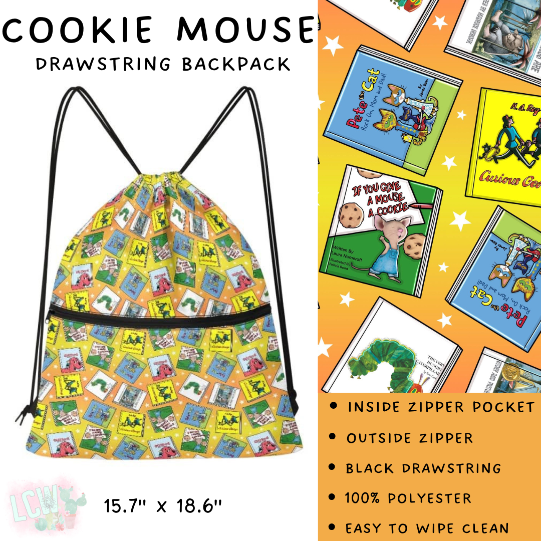 Batch #276 - Fanny Packs & Drawstring Backpacks - Closes 1/24 - ETA late March - Cookie Mouse Drawstring Backpack