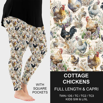 B296 - Preorder Cottage Chicken Leggings w/ Pockets (Closes 6/21. ETA: late Aug.)