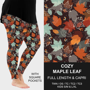 B308 - Preorder Cozy Maple Leaves Leggings w/ Pockets (Closes 8/16. ETA: late Oct.)