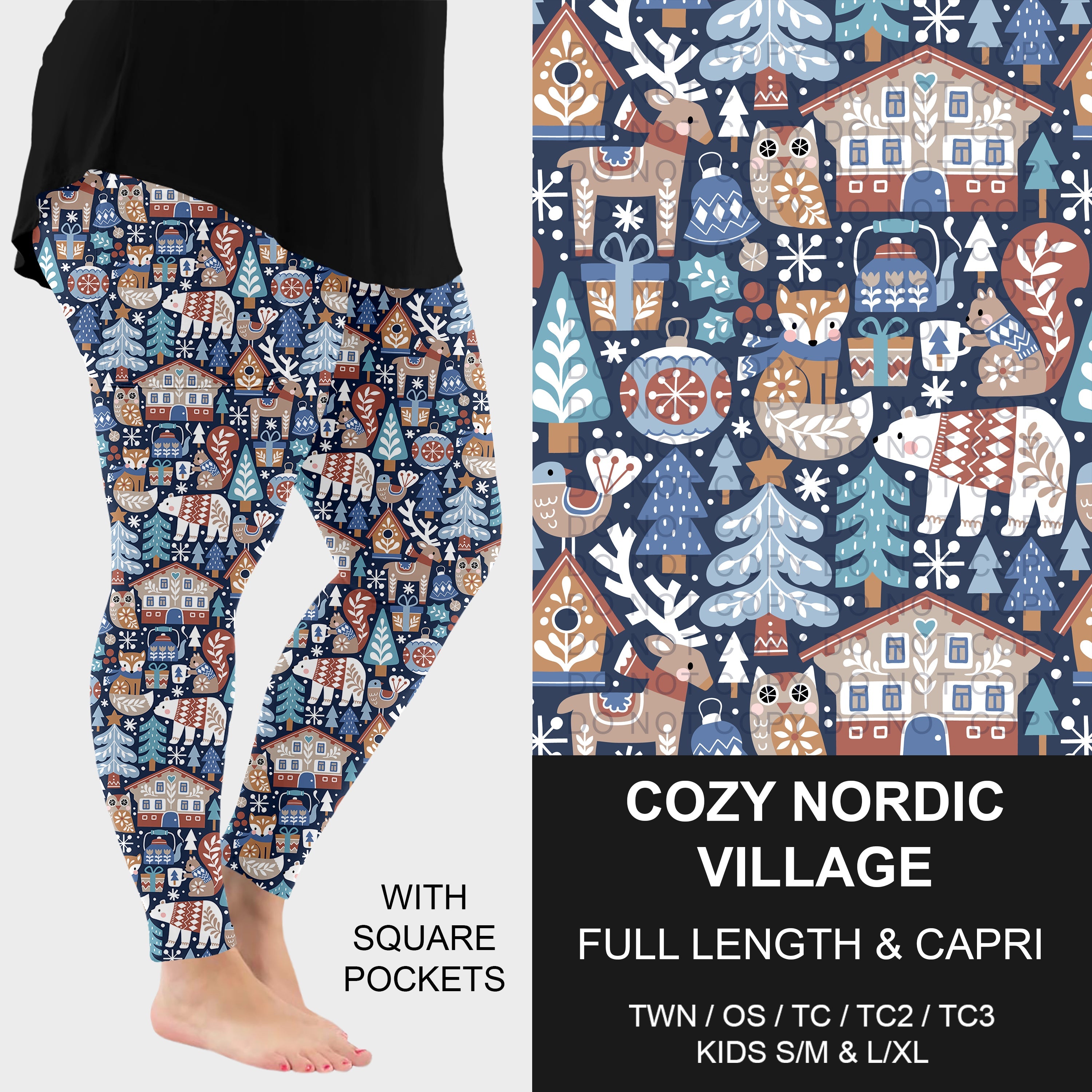 B312 - Preorder Cozy Nordic Village Leggings w/ Pockets (Closes 9/13. ETA: mid Nov.)