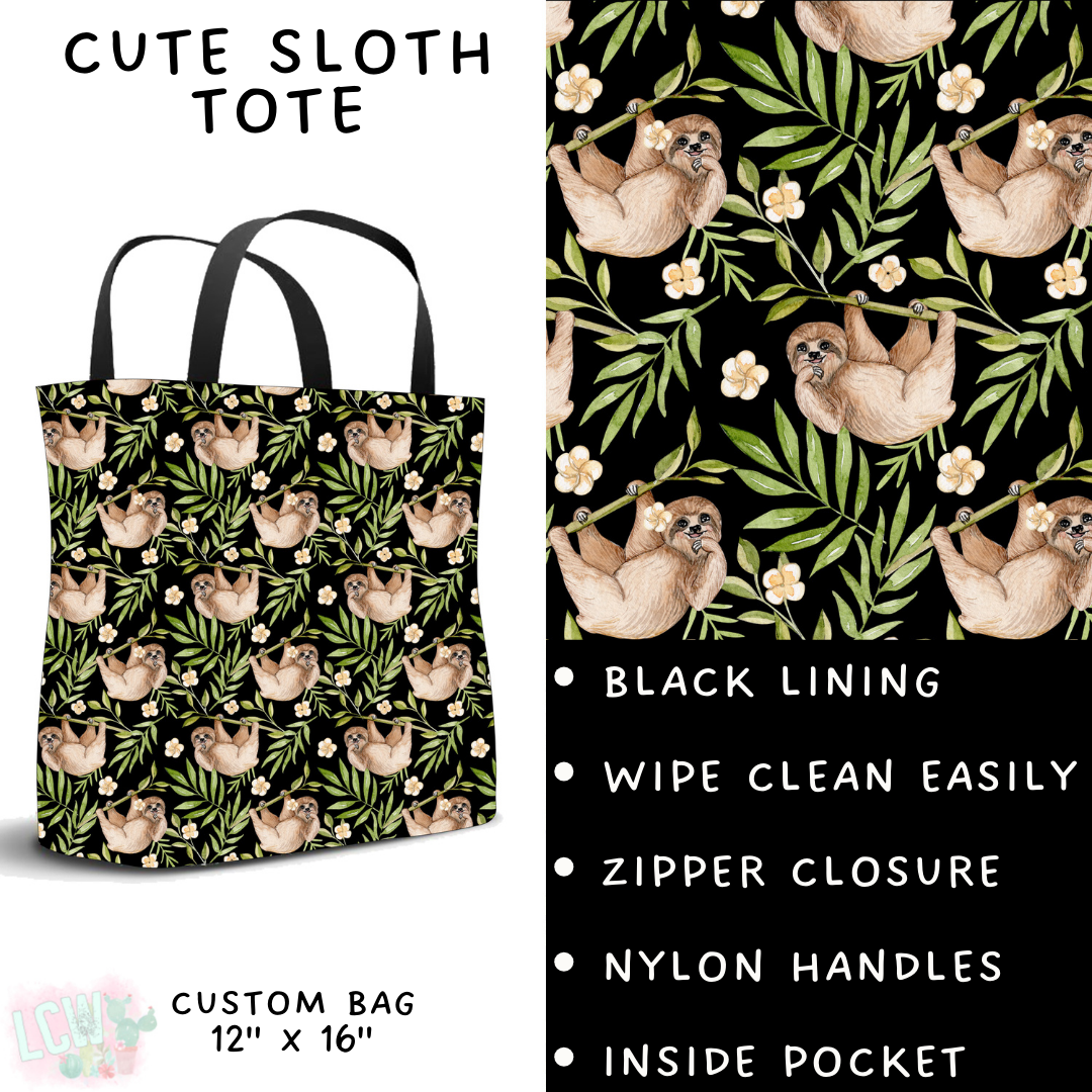 Batch #277 - December Request Run - Closes 1/27 - ETA late March - Cute Sloth Tote