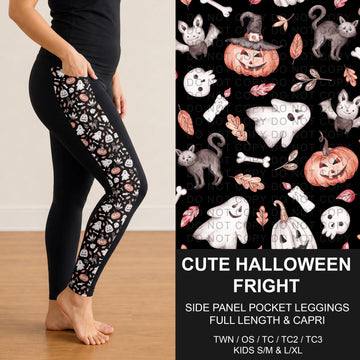 B307 - Preorder Cute Halloween Fright Side Panel Pocket Leggings (Closes 8/02. ETA: early Oct.)