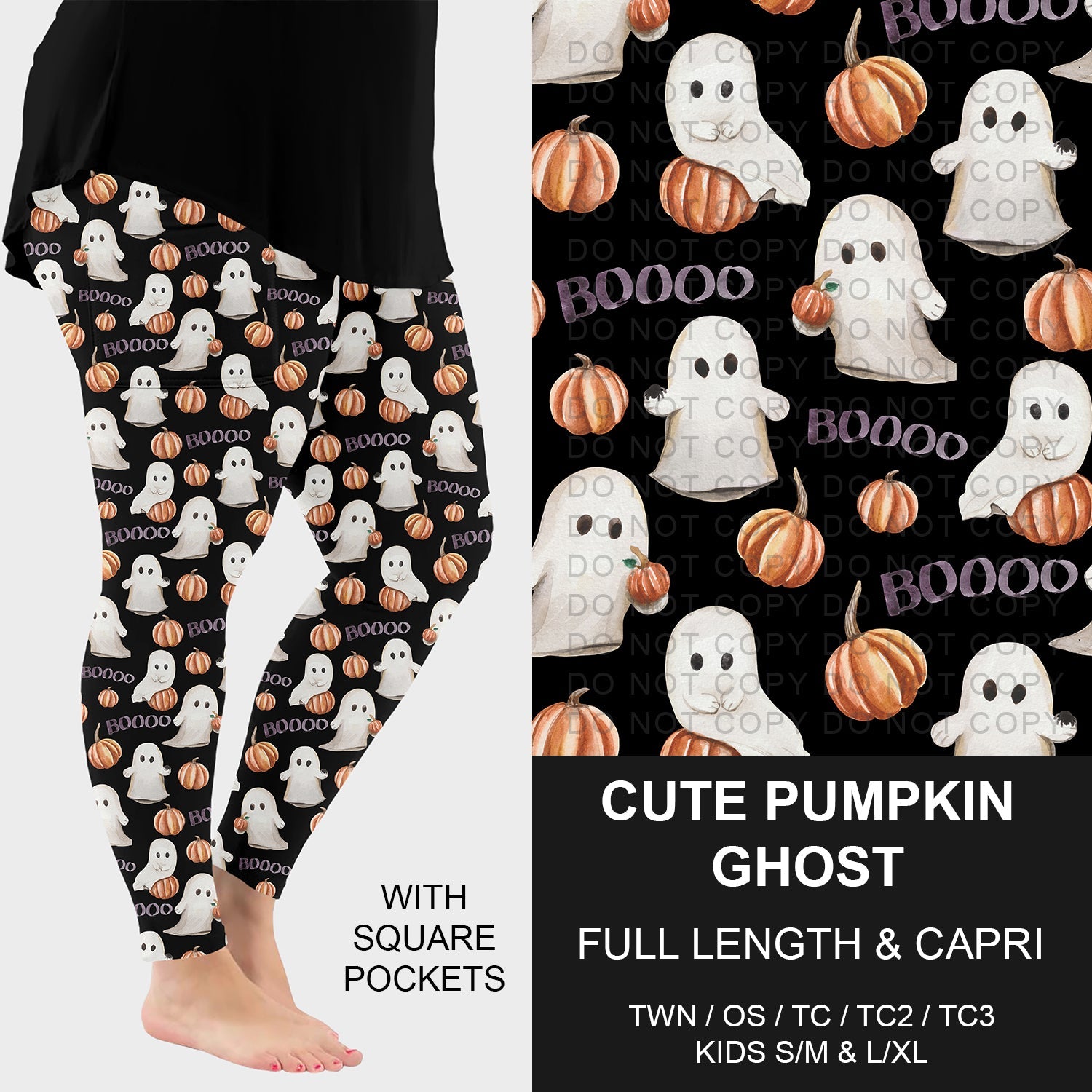 B299 - Preorder Cute Pumpkin Ghost Leggings w/ Pockets (Closes 7/12. ETA: mid Sept.)