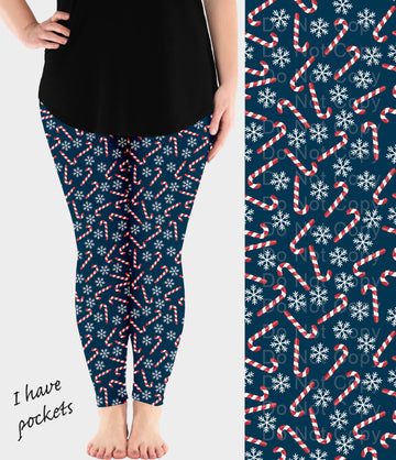 RTS - Candy Cane Leggings w/ Pockets