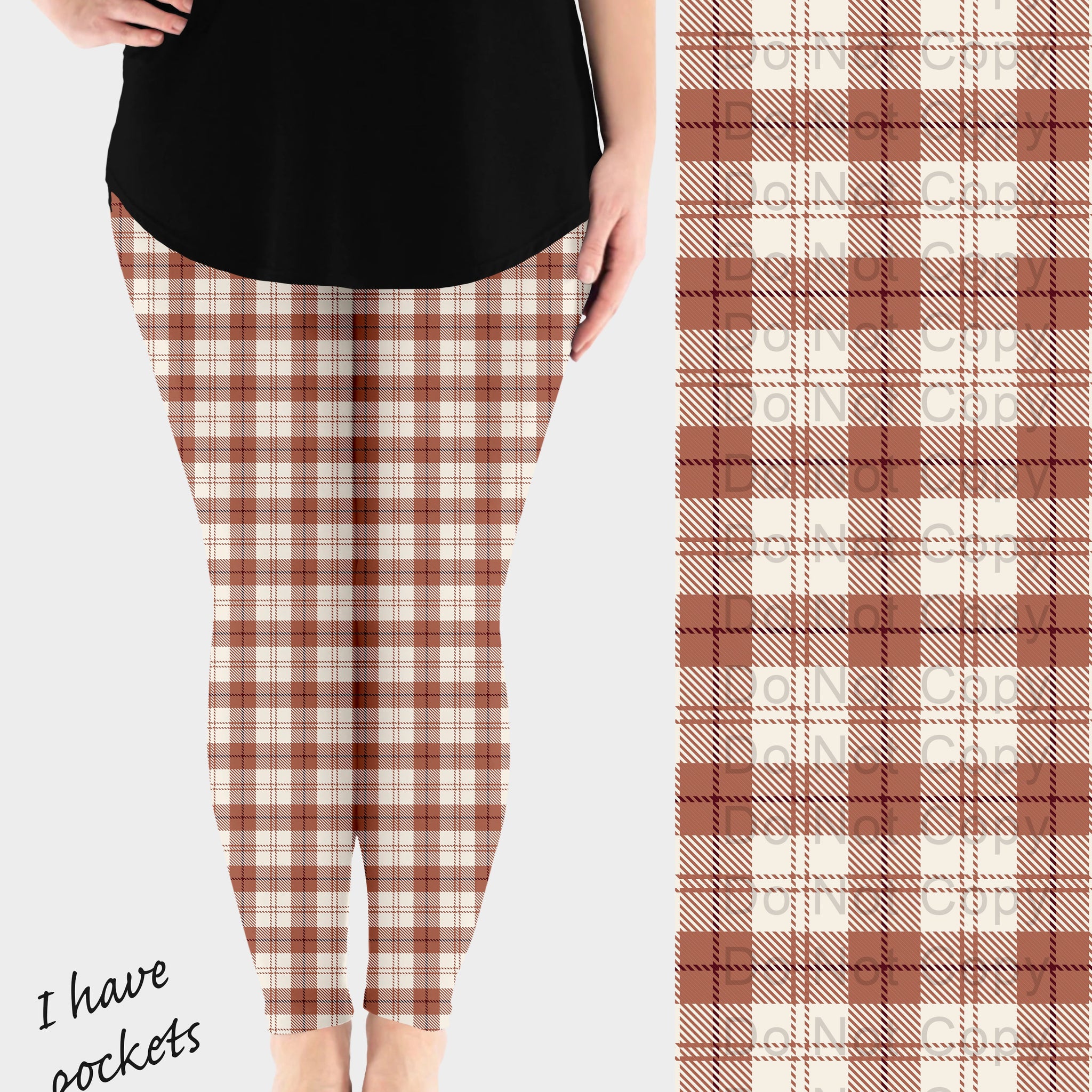 RTS - Caramel Plaid Leggings w/ Pockets