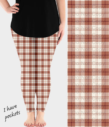 RTS - Caramel Plaid Leggings w/ Pockets