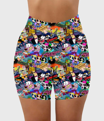 RTS - Cartoon Collage Biker Shorts