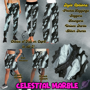 CELESTIAL MARBLE - LEGGING/JOGGER/LOUNGER/SHORTS - MOSTLY BLACK RUN PREORDER CLOSING 1/24