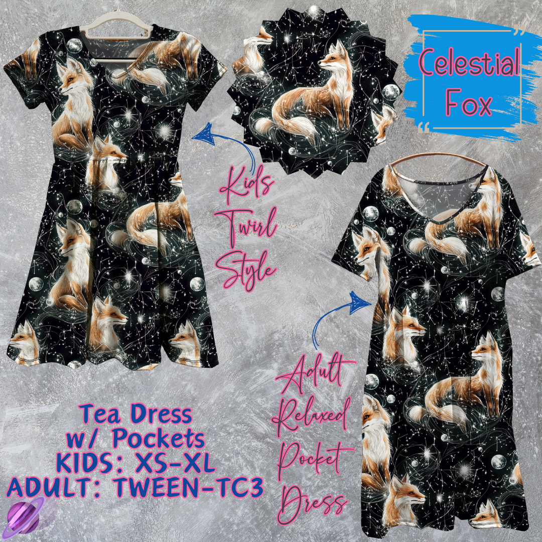 CELESTIAL FOX - ADULT & KIDS - TEA DRESS RUN 3 - PREORDER CLOSING 3/11