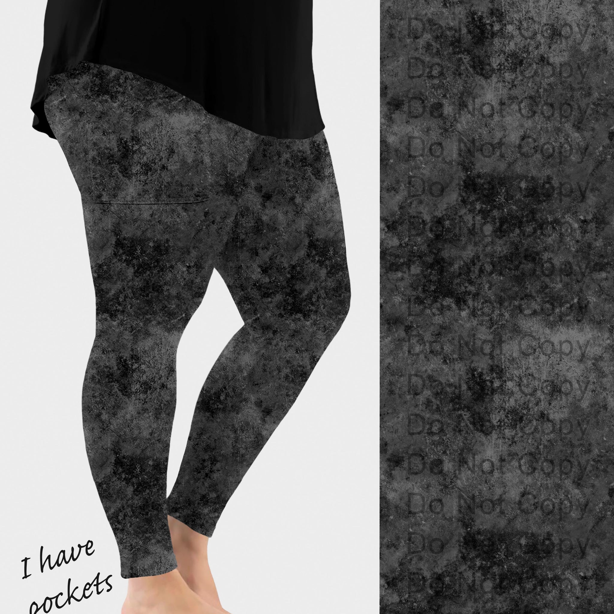 RTS - Charcoal Grunge Leggings w/ Pockets