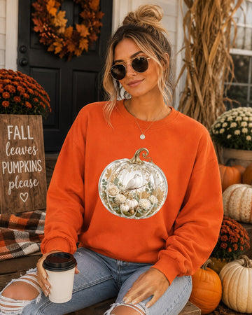 Cozy Pumpkin White Dove Sweatshirt