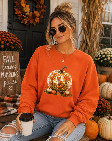 Cozy Pumpkin Fall Fox Sweatshirt