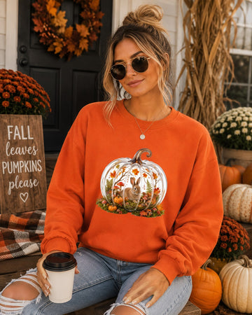 Cozy Pumpkin Fall Brown Bunny Sweatshirt
