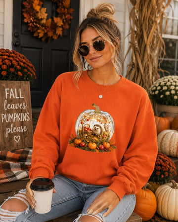 Cozy Pumpkin Fall Hedgehog Sweatshirt