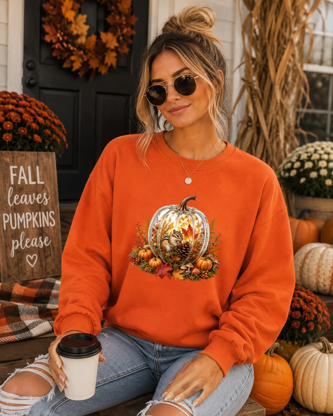 Cozy Pumpkin Fall Squirrel Sweatshirt