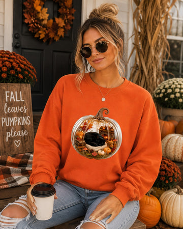 Cozy Pumpkin Black Cat Sweatshirt