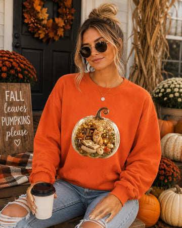 Cozy Pumpkin Orange Kitty Sweatshirt