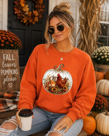 Cozy Pumpkin Hen Sweatshirt