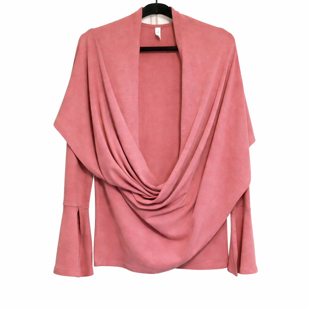 Wrap Neck Flare Sleeve Cardigan