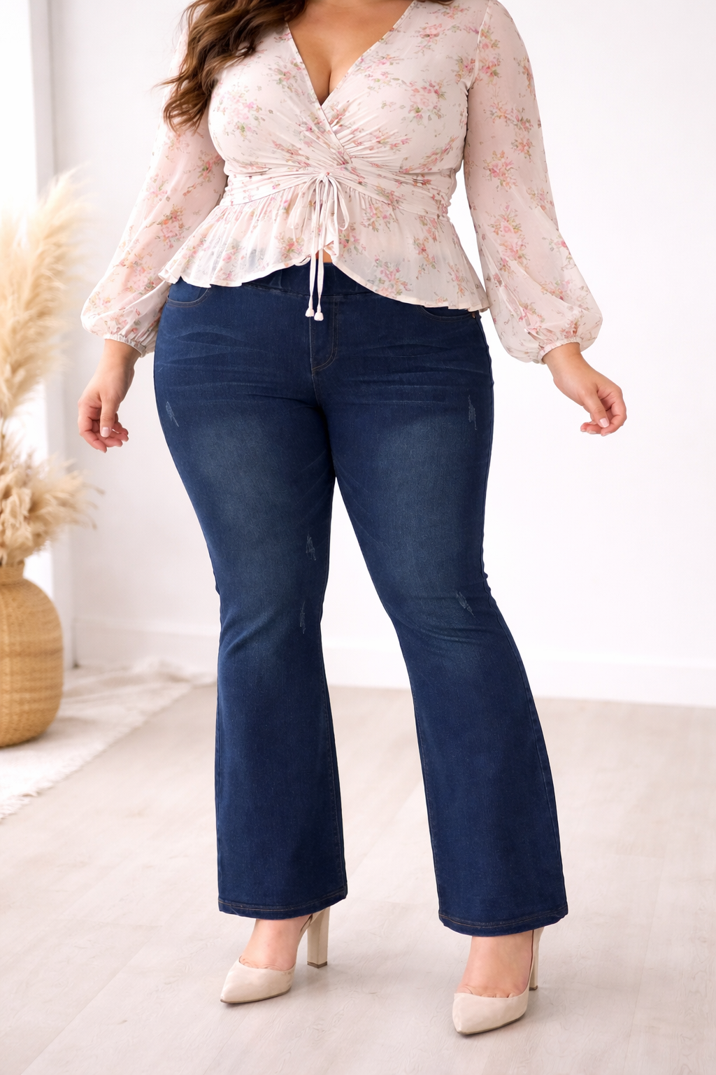 Comfy Dark Denim Jean Flare Pull On Jeggings