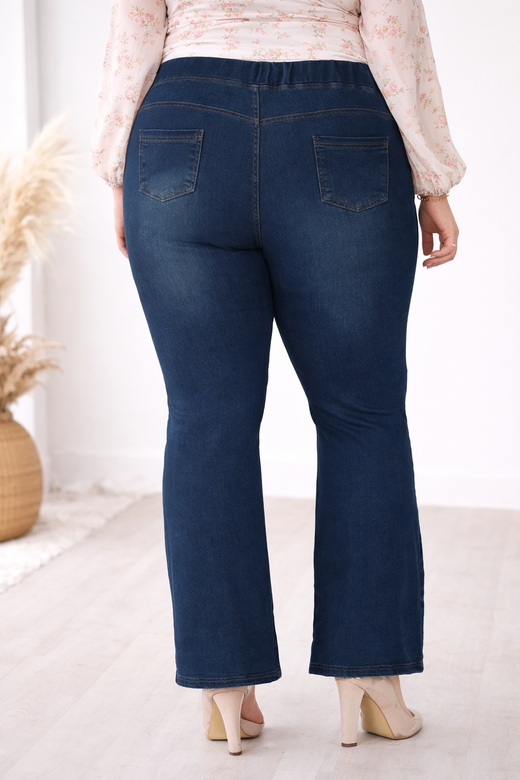 Comfy Dark Denim Jean Flare Pull On Jeggings
