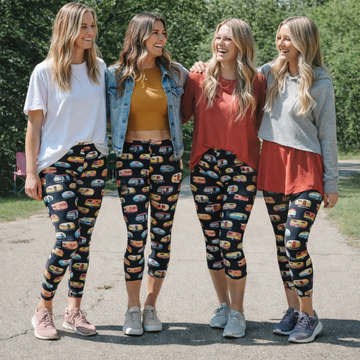 Colorful Fun Camper Print Capri & Full Length Leggings
