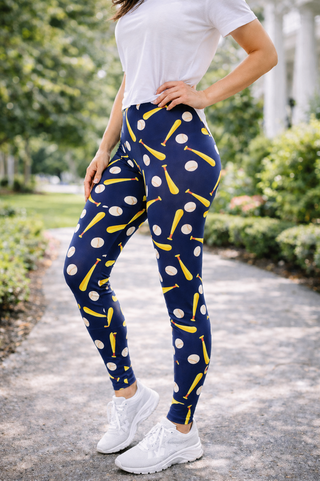 Baseball Print Blue Leggings - Adult & Kid Sizes