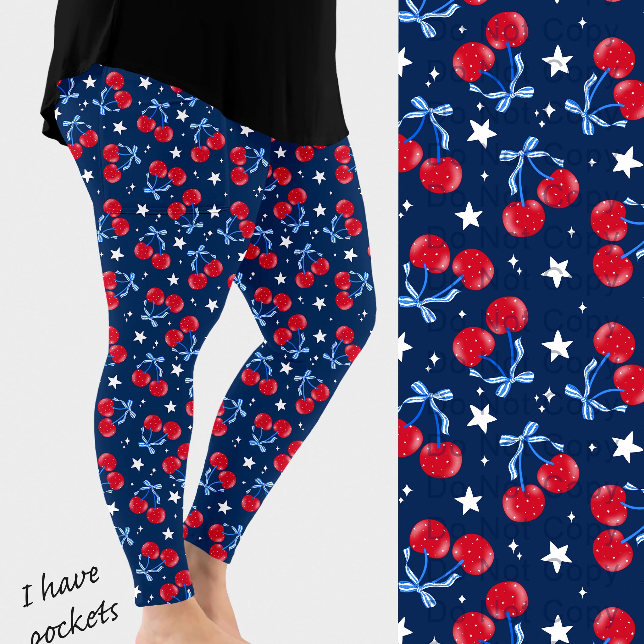 RTS - Cherry Bows Leggings w/ Pockets