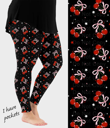 RTS - Cherry Bows Leggings w/ Pockets