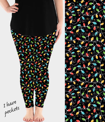 RTS - Christmas Lights Leggings w/ Pockets