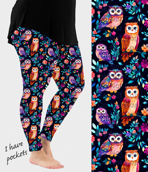 RTS - Colorful Owls Leggings w/ Pockets