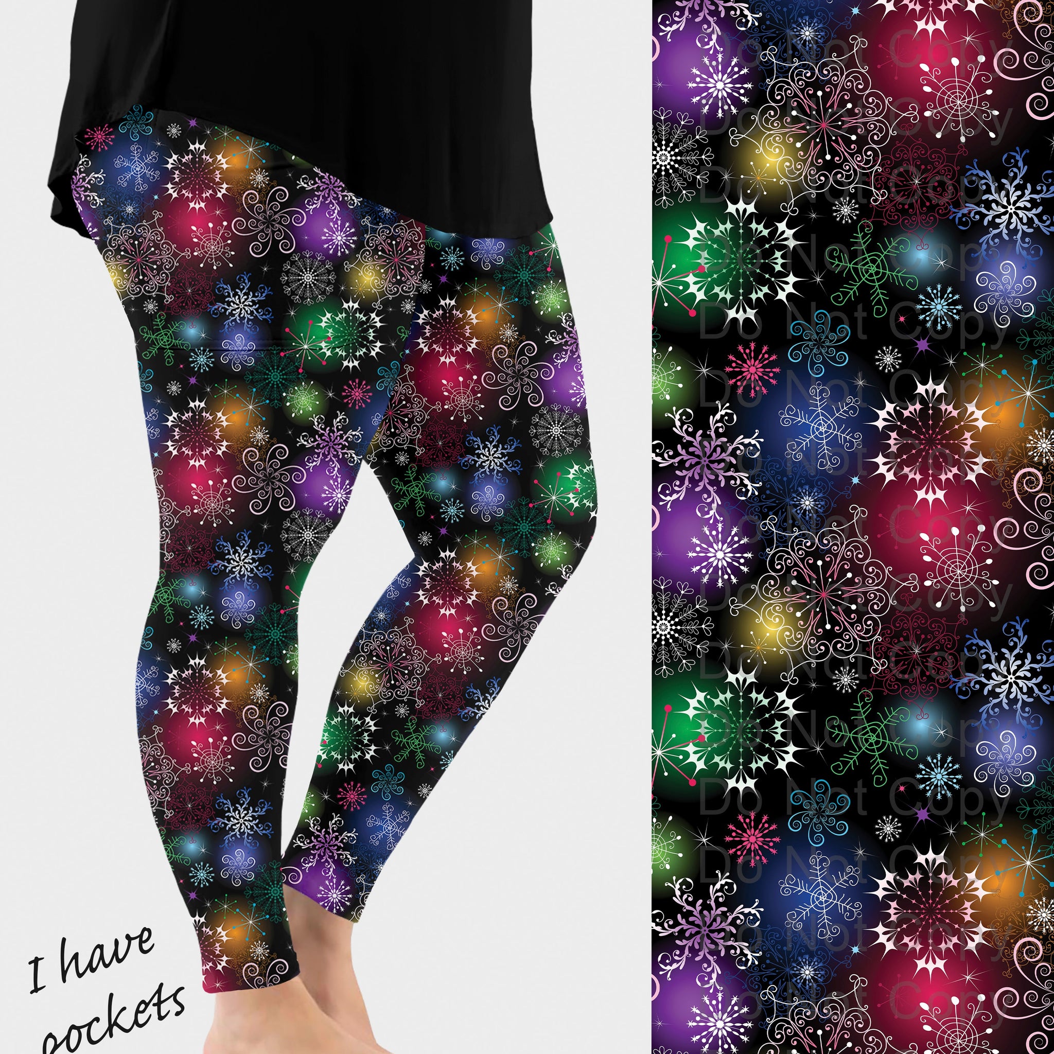 RTS - Colorful Snowflakes Leggings w/ Pockets