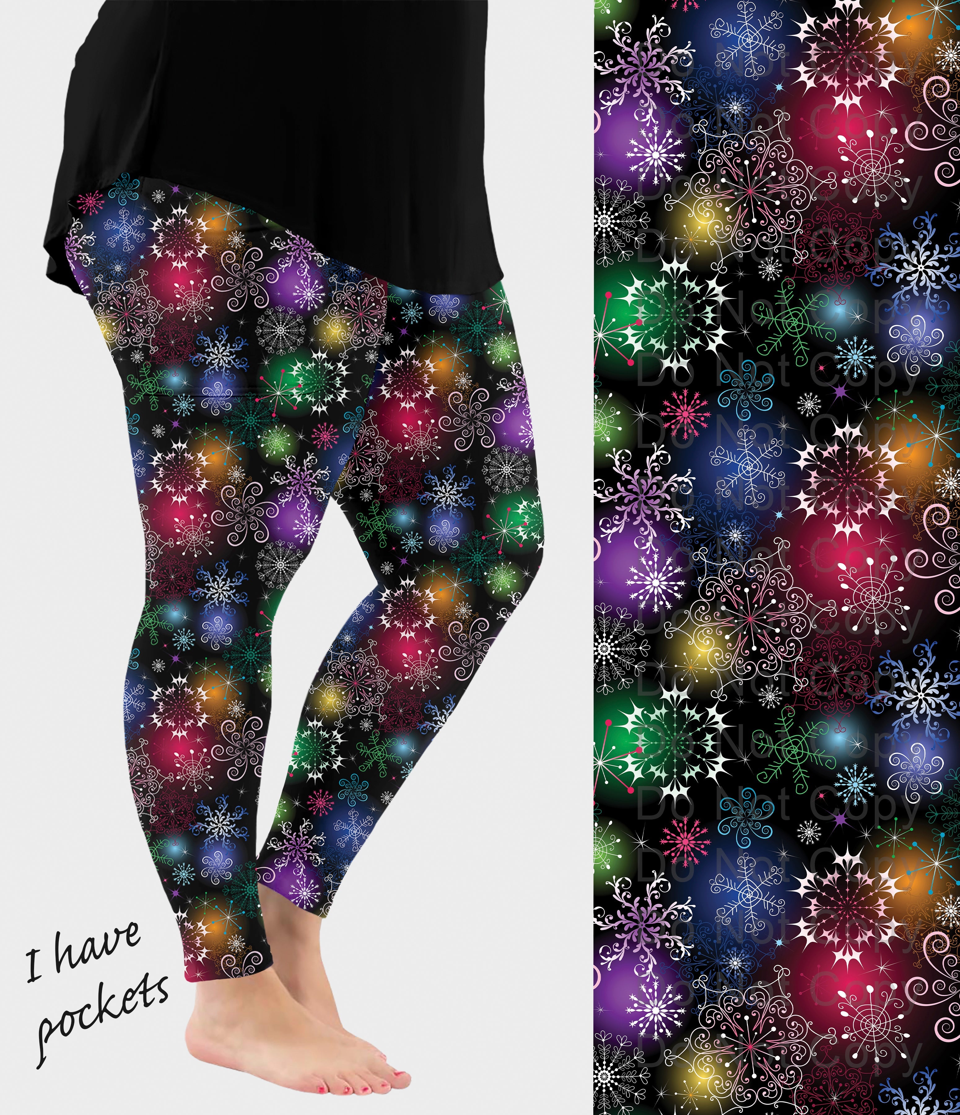 RTS - Colorful Snowflakes Leggings w/ Pockets