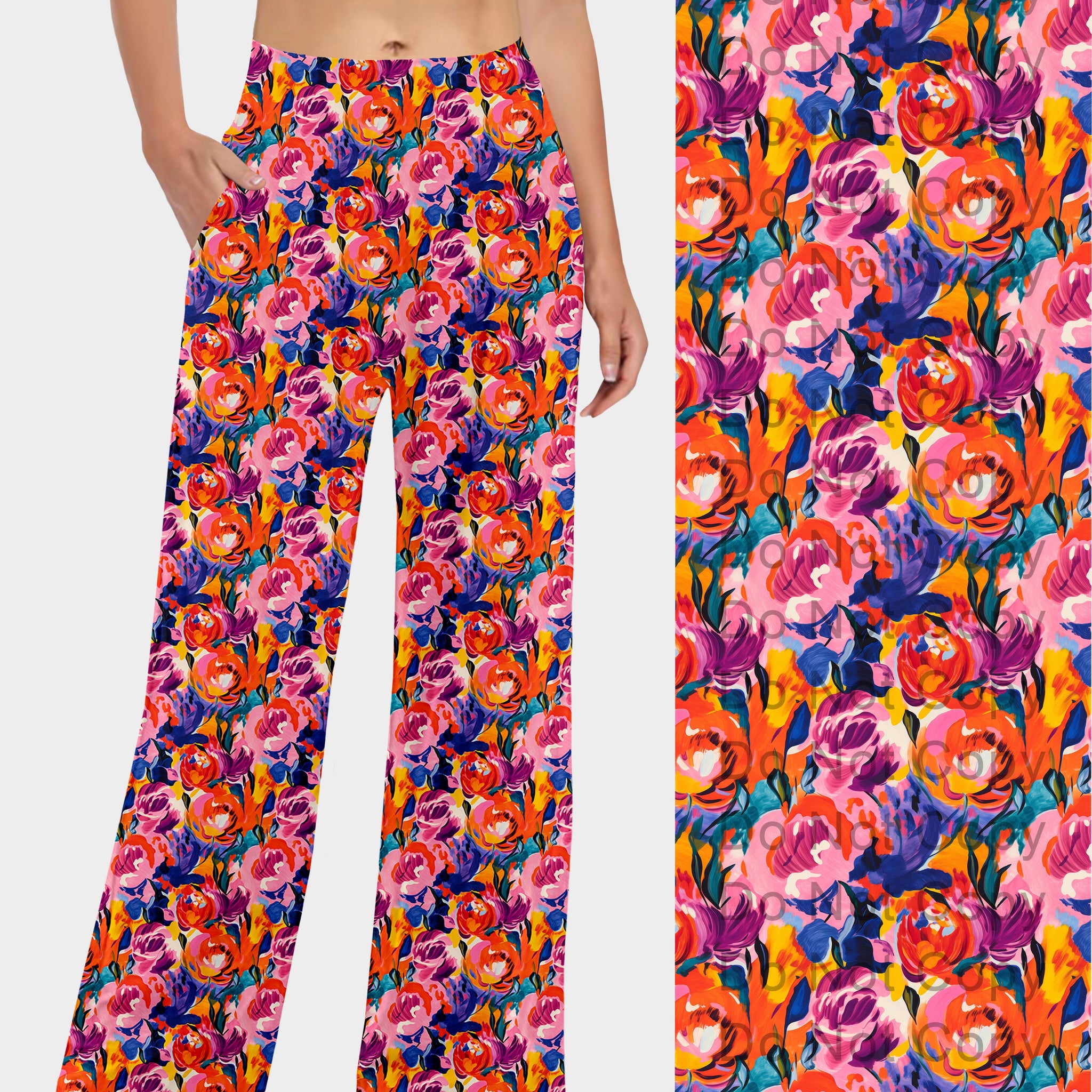 RTS - Colorful Abstract Flowers Lounge Pants