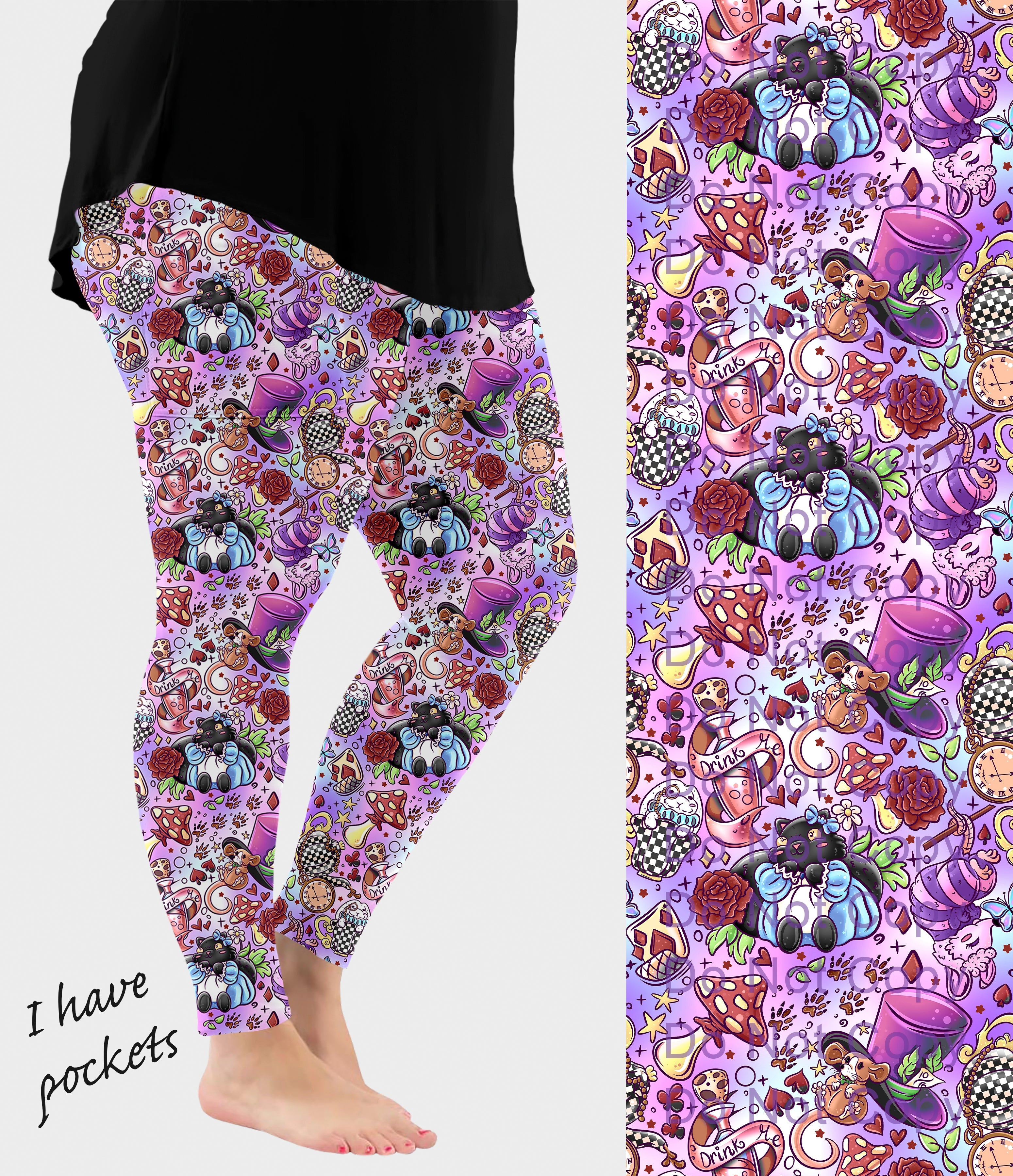 RTS - Critters in Wonderland Leggings with Pockets