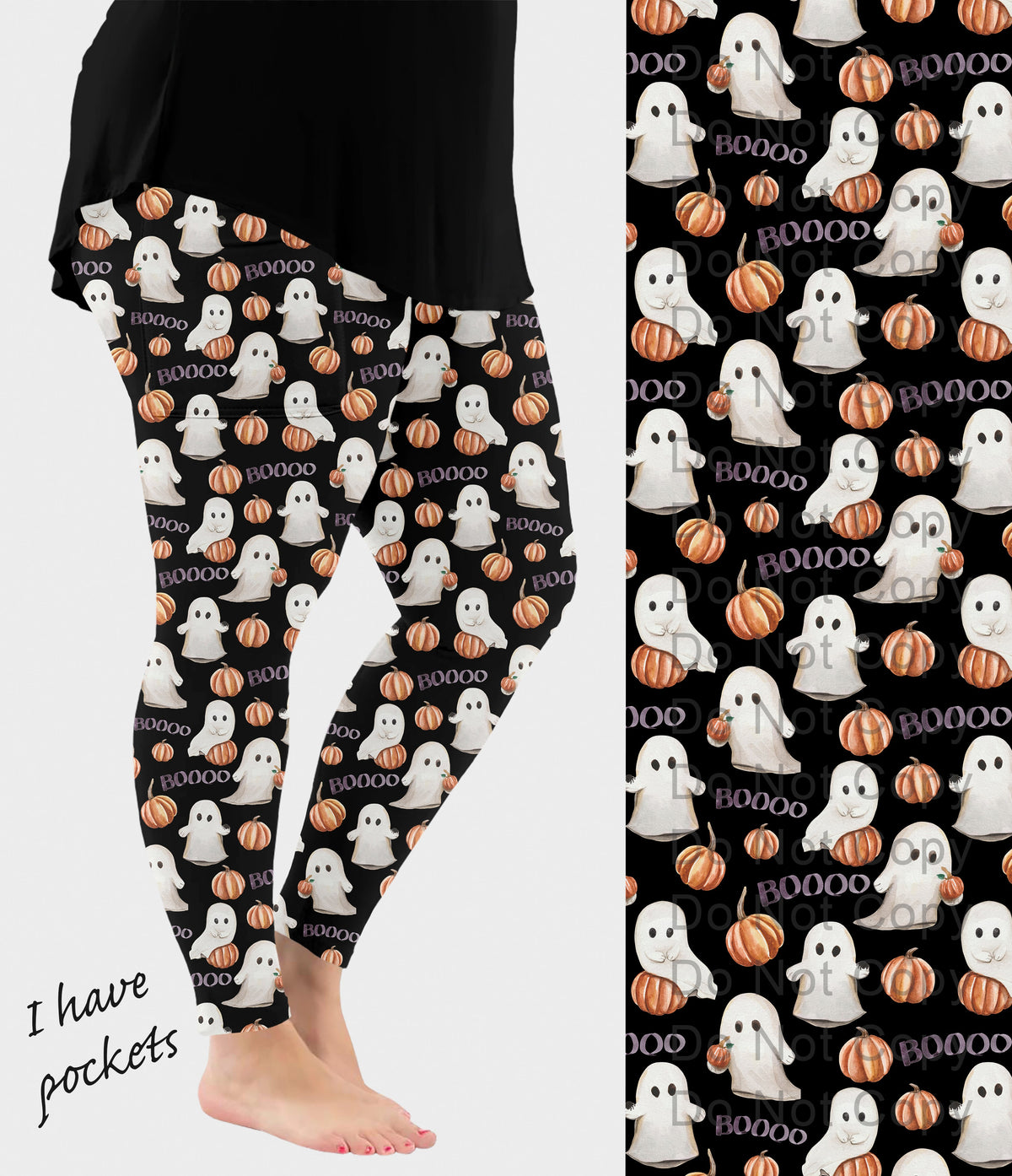 RTS - Cute Pumpkin Ghosts Leggings with Pockets