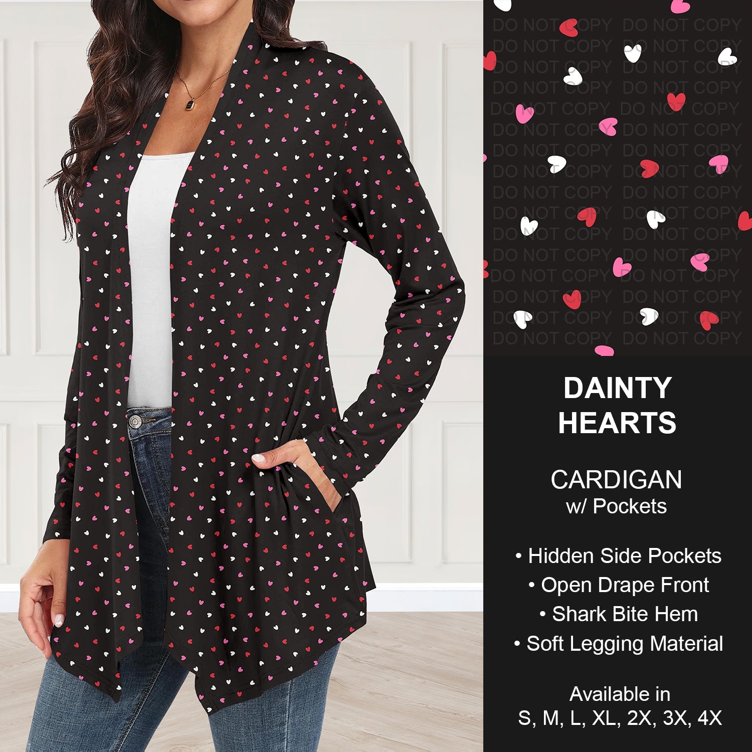 B263 - Preorder Dainty Hearts Cardigan w/ Pockets (Closes 11/30. ETA: late Jan.)