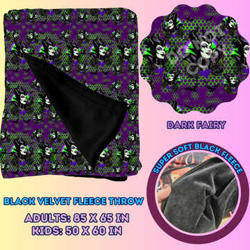 DARK FAIRY - SOFT BLACK FLEECE THROWS 7 - PREORDER CLOSING 1/13