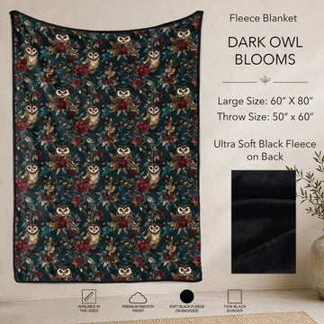 B304 - Pre-Order Dark Owl Blooms Fleece Blanket (Closes 7/31. ETA: early Oct)