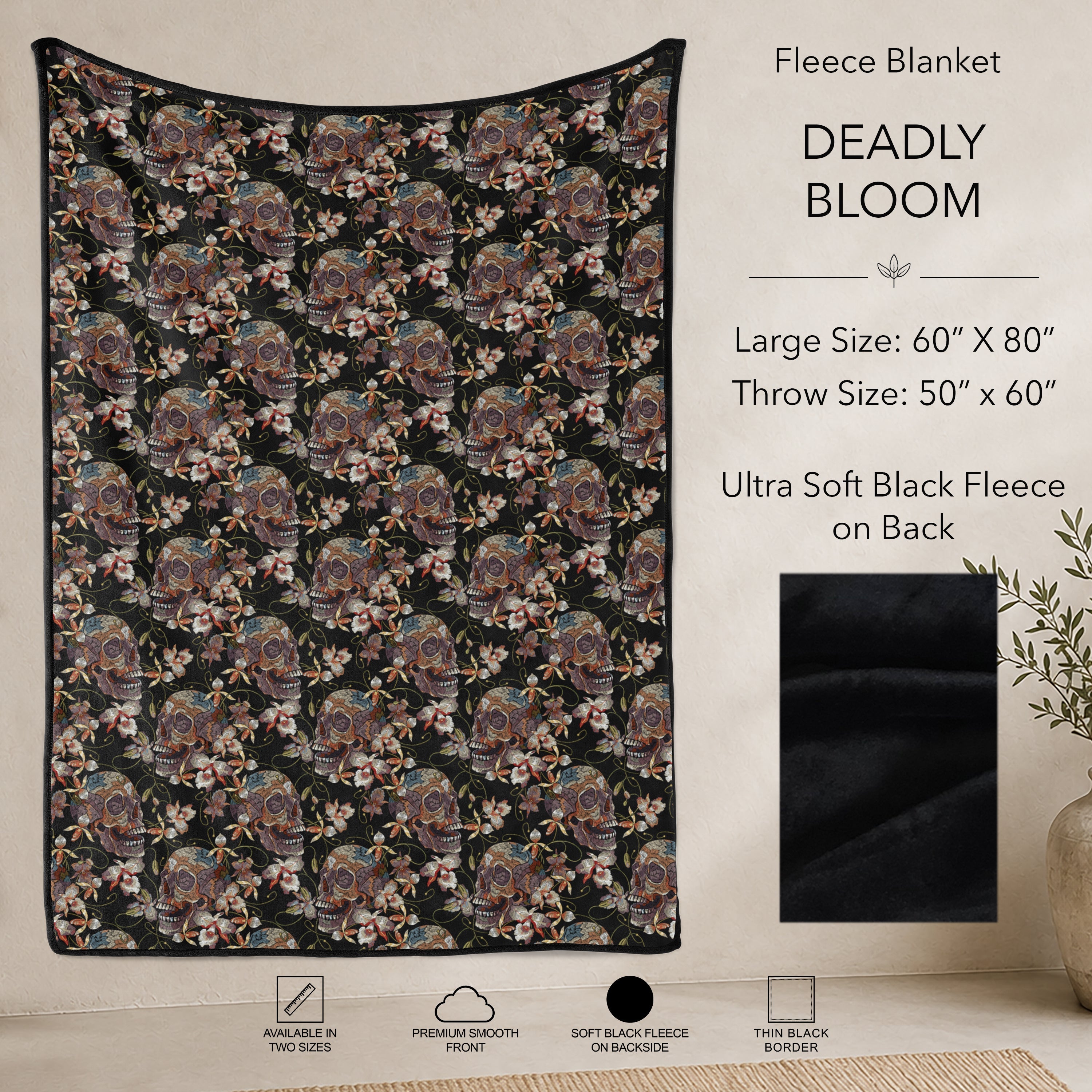 B304 - Pre-Order Deadly Bloom Fleece Blanket (Closes 7/31. ETA: early Oct)