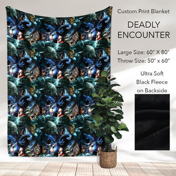 B186 - Pre-Order Deadly Encounter Fleece Blanket (Closes 10/04. ETA: early Dec)