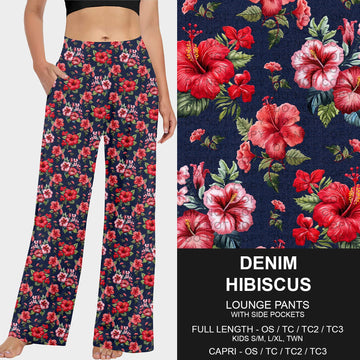 B227 - Preorder Denim Hibiscus Lounge Pants (Closes 5/04. ETA: mid July)