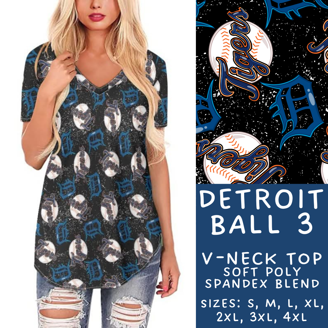 Batch #343 - Home Run Collection - Closes 5/22 - ETA mid July - Detroit Ball 3 V-Neck Tee