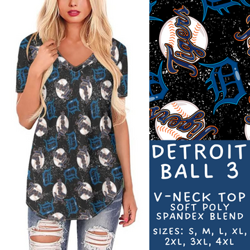 Batch #343 - Home Run Collection - Closes 5/22 - ETA mid July - Detroit Ball 3 V-Neck Tee