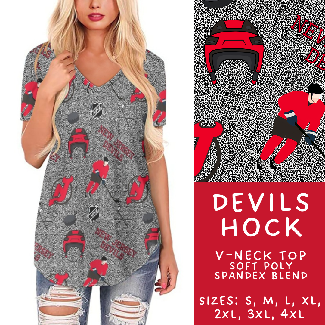 Batch #243 - Hockey - Closes 11/25 - ETA mid Jan - Devils Hock V-Neck Tee