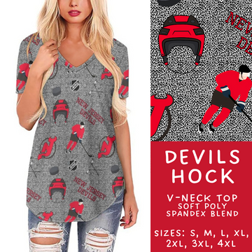 Batch #243 - Hockey - Closes 11/25 - ETA mid Jan - Devils Hock V-Neck Tee