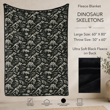 B304 - Pre-Order Dinosaur Skeletons Fleece Blanket (Closes 7/31. ETA: early Oct)