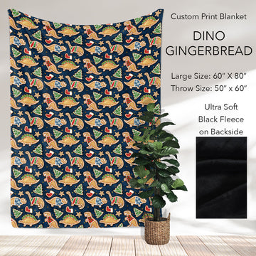 B186 - Pre-Order Dino Gingerbread Fleece Blanket (Closes 10/04. ETA: early Dec)