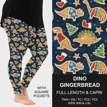B315 - Preorder Dino Gingerbread Leggings w/ Pockets (Closes 10/04. ETA: early Dec.)