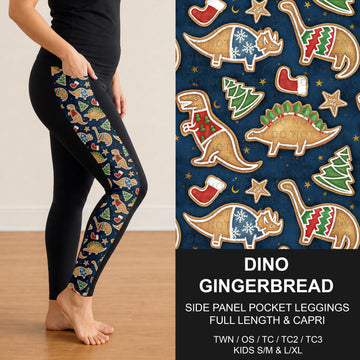 B315 - Preorder Dino Gingerbread Side Panel Pocket Leggings (Closes 10/04. ETA: early Dec.)